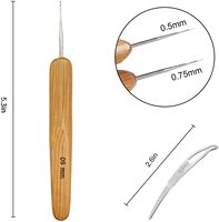 Aiguilles à crocheter pour dreadlocks à une, deux ou trois têtes, pour tressage, 0,5 mm, 0,75 mm, avec manche en bambou
