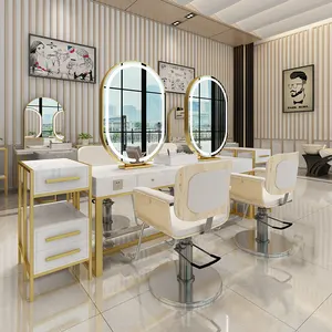 Beauty Salon Mirror Hair Salon Barber Table Wedding Dress Studio Make Up Table Mirror With Led Light