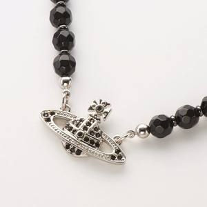 Collar con Colgante de Fragancia Punk para Mujer, Estilo Emperatriz Vivienne, con Cuentas de Cristal Negro, Diseño de Saturno, Gargantilla con Material de Aleación Moderno - Product Image 4