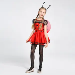 Cn-Groothandel Halloween Kinderkostuums Cosplay Kostuum Dier Lieveheersbeestje Meisje Prinses Jurk Pompadour Jurk