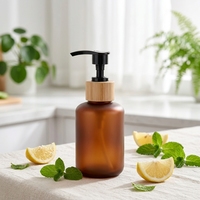 Flacon pompe en bambou givré haut de gamme, couleur ambre, pour crème visage 120 ml, flacon pulvérisateur de lotion en plastique PET de bonne qualité
