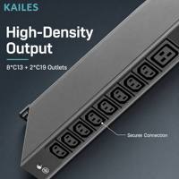 KAILES (KLS) PDU de rack basique 32A monophasé 10 prises 200-240VAC 50/60Hz 7680W certifié UL62368-1 Vertical Industriel pour Données