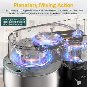 Robot culinaire 3-en-1 de 1300W avec bol en acier inoxydable et crochet pétrisseur, grande capacité de 6,5 litres, sur socle – Vente en gros - Product Image 5