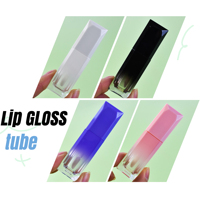Stock Gradient Couleur Marque Privée 5ml Tube de Brillant à Lèvres Joli Emballage Tubes de Brillant à Lèvres avec Grand Pinceau Carré Mini Rouge à Lèvres Liquide