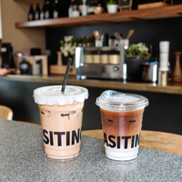 Transparent jetable Logo personnalisé imprimé personnalisé en plastique PET tasse à boire tasses à café froid avec couvercles
