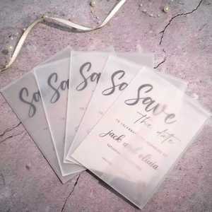 Prix d'usine – Nouvelle carte d'invitation de mariage de luxe écologique avec enveloppe, faite à la main en papier vélin semi-transparent, pour anniversaire et Nouvel An - Product Image 1