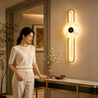 Lampe murale décorative d'intérieur de luxe en cuivre massif, style moderne, alabâtre espagnol, pour villa, salon, hôtel, escalier, chambre à coucher