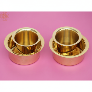 Ensemble de 2 articles de décoration d'intérieur Dabara à café en laiton de 4 pouces fabriqués à la main en Inde bols indiens traditionnels - Product Image 1