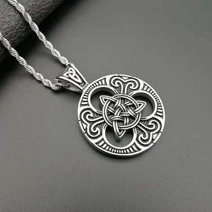 Celtic Knot Pendant Necklace <b>Titanium</b> Steel Round Unisex Fashion Jewelry - Product Image 2