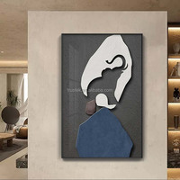 Peinture abstraite style crème à l'aquarelle pour entrée, art mural vertical moderne de luxe avec éclairage LED, revêtement cristallin, cadre en alliage d'aluminium