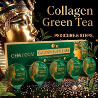 Kit de Pédicure Professionnel 5 Étapes Effet Bulle Dorée, Emballage Personnalisé Marque Privée, Parfums Mixtes, Kit Spa au Collagène pour Salons de Manucure et Spas