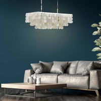 Lustre moderne en coquillages, lustre naturel en coquillages Capiz, luminaire suspendu rectangulaire