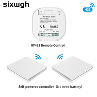 SIXWGH Square Round-Corner Mini Smart Switch RF433 10A Kit de télécommande auto-génératrice Appareil d'éclairage Contrôle sans fil