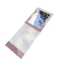 Miroir de maquillage rectangulaire en strass pliable avec support, cadre en cristal étincelant, miroir cosmétique pour table de toilette