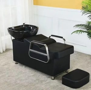 Sillón de lavado de pelo semi-reclinable de cuero sintético, de alta gama y diseño sencillo, especial para barberías y salones de belleza, popular en redes, directo de fábrica. - Product Image 1