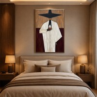 Peinture sur toile abstraite minimaliste grand format, silhouette humaine moderne, art mural fait main, décoration intérieure nordique sans cadre