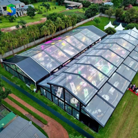 Grande Tente de Réception de Luxe en Aluminium avec Mur en Verre Transparent, Atrium, Orangerie, Salle de Fête, Tentes de Mariage pour 200 Invités