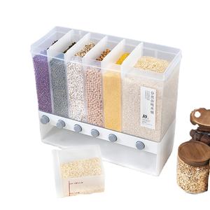Cereal Dispenser Multifunctional Kitchen Wall Mounted Divided Rice And Cereal Dispenser Grain Bucket Seal Bulk Rice Dispenser Storage Container