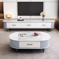 Meuble TV design moderne de luxe léger avec table basse abordable, prix de gros, excellent ensemble personnalisé gris de meuble TV et table basse