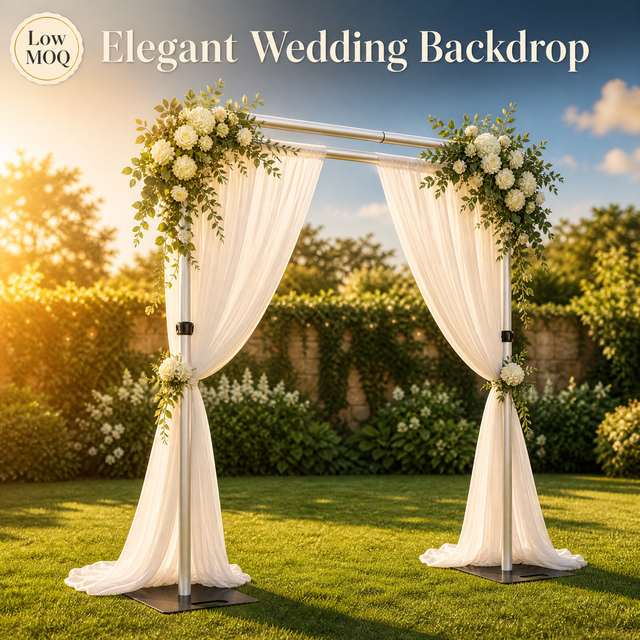 Wedding Backdrop Frame Pipe Drape System Heavy Duty Adjustable Telescopic Silver Metal Background Stands for Party Event Stag