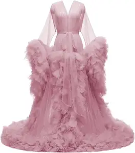 Custom Sexy Modest V Neck Women Prom Evening Dresses Tube French Tulle Lace Cake Dresses Maxi Dresses