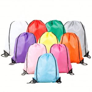 Custom Logo 210D Polyester <b>Drawstring</b> <b>Backpack</b> Factory Price Large Waterproof Foldable Sports Gym Bag - Product Image 2