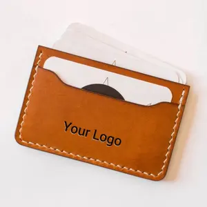 High Quality Custom Handmade Genuine Leather Id Card Holder Coin Change Pouch Personalized Slim Wallet Card Holder