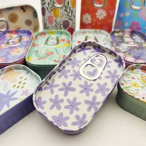 Lata Rectangular Pequeña Personalizada <span class=keywords><strong>con</strong></span> Anillo de Apertura Fácil, Estilo Sardina, Reutilizable para Alimentos, Té, Almuerzo, Dulces, <span class=keywords><strong>Chocolate</strong></span> - Product Image 3