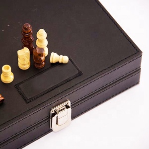 Set di Backgammon di lusso personalizzati <span class=keywords><strong>a</strong></span> scacchi e <span class=keywords><strong>dama</strong></span> in pelle di dimensioni per bambini per bambini - Product Image 5