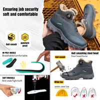 Bottes de travail d'hiver de sécurité en toile et daim, fourrées, imperméables, chaudes, confortables, antidérapantes, résistantes à la neige et aux perforations, avec embout en acier
