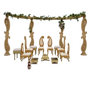 Sillas Tradicionales Blancas y Doradas para Mandap de Boda, Sillas Reales para Novios, Sillas Maharaja, Juego de 6 Sillas de Estilo Barroco para Escenario Nupcial, EE. UU. - Product Image 4