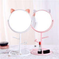 Miroir de Maquillage Rotatif HD pour Bureau avec Plateau de Rangement, Miroir de Princesse pour Table de Coiffure ou Dortoir Étudiant
