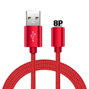 Carregador de cabo de dados USB de carregamento rápido, cabo de nylon trançado com logotipo personalizado, 1m, 2m, 3m, 3 pés, 6 pés e 10 pés