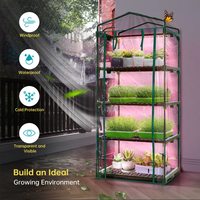 Mini Serre à 4 niveaux avec couvercle en PVC à fermeture éclair pour les plateaux de démarrage des semences Lumière pour plantes à intensité variable Serre d'intérieur avec lampes de culture