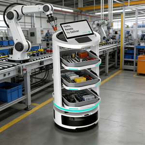 Robot di Consegna Cibo Temi GO, Robot di Servizio per Ristoranti, Robot Autonomo con <span class=keywords><strong>Intelligenza</strong></span> <span class=keywords><strong>Artificiale</strong></span>, Sistema Operativo Android, Ricarica Automatica - Product Image 1