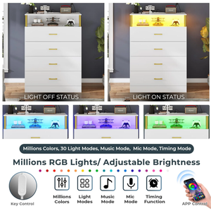 <span class=keywords><strong>Commode</strong></span> blanche pour chambre à coucher avec design en <span class=keywords><strong>colonne</strong></span>, <span class=keywords><strong>commode</strong></span> à 4 tiroirs avec station de charge, <span class=keywords><strong>commode</strong></span> haute moderne pour chambre à coucher - Product Image 6