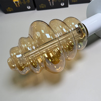 Ampoule LED créative à filament E27 3W en verre ambré de forme irrégulière, lumière décorative Edison 1800-2200K pour l'éclairage domestique et des cafés