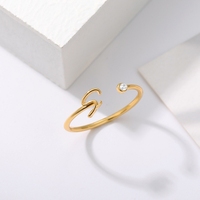 G265 personnalisé 18K plaqué or Zircon lettre Alphabet A-Z 26 bague initiale