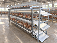 Cages à poules de type H pouvant être équipées d'une machine de retrait du fumier à manivelle