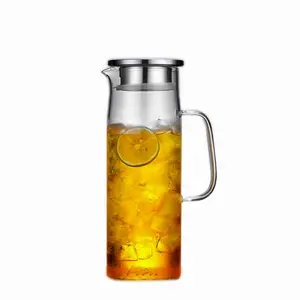 Heat Resistant high Borosilicate glass water jug set With Stainless Steel Lid