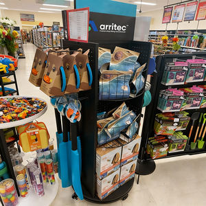 Expositor giratorio de cuatro lados personalizado para <span class=keywords><strong>juguetes</strong></span> acuáticos, soporte metálico para exhibición de fútbol acuático, soporte para disco Wingman - Product Image 3