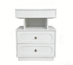Table de chevet en bois moderne écologique en MDF blanc pour salon et chambre à coucher Commode à tiroirs - Product Image 1