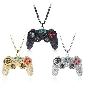 Wholesale Mens Chains Necklace Bling Diamond Gamepad Jewellery Necklace Hiphop Chain to Match Hiphop Shirts Stylish Pendent Men