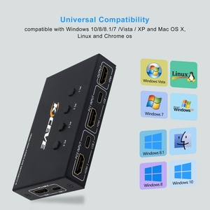 KCEVE-Conmutador de 4 puertos <span class=keywords><strong>USB</strong></span>, Selector de 4 puertos, conmutador de salida 4 en 1 con control remoto, salida de sincronización de audio y vídeo - Product Image 6