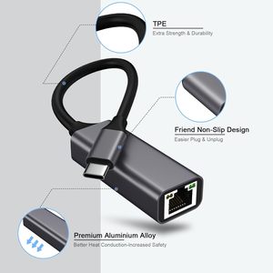 Adaptador SYONG USB-C a RJ45 Gigabit Ethernet con Soporte para 10/100/1000 Mbps para Computadoras Portátiles - Product Image 2