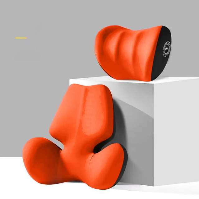 Ergonomic Polyester Low MOQ Factory Supply Custom Memory Foam Neck Pillow Lumbar Cushion Set Car Office Gaming Chair Travel