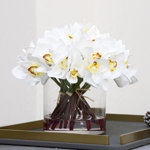 <span class=keywords><strong>Flores</strong></span> de ramo de orquídeas Cymbidium de tela de seda artificial realista para decoración de bodas al por mayor - Product Image 4