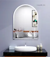 Wall mounted fancy patterns printing decorative silver bathroom mirror