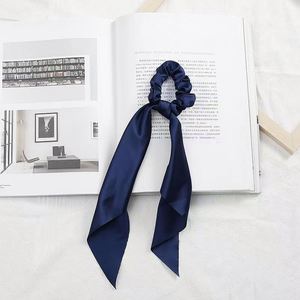 Nouvelles attaches pour cheveux en satin de soie portables, style vintage, couleur unie, nœud papillon, long ruban, pour femmes - Product Image 5