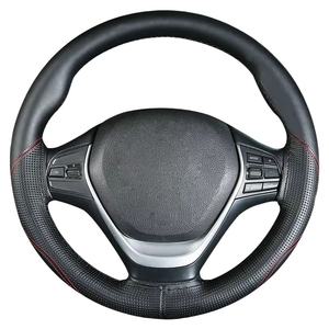 <span class=keywords><strong>Funda</strong></span> de Cuero Genuino <span class=keywords><strong>para</strong></span> <span class=keywords><strong>Volante</strong></span> de Coche de 38 cm, Cubierta Antideslizante <span class=keywords><strong>para</strong></span> las Cuatro Estaciones, Accesorios Interiores - Product Image 3